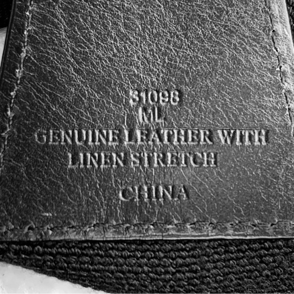 Black Belt Genuine Leather And Linen Stretch Silver Accents Women’s Size M/L - Picture 3 of 15